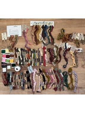 Lot 96 Cross Stitch Embroidery Floss Threads DMC Anchor Weeks Dye Works Shaker